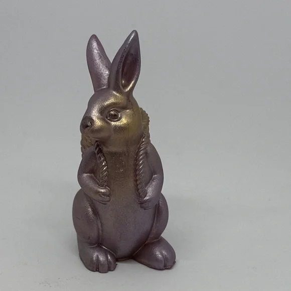 Unique Resin,Metallic Purple Bunny Planter with Gold Basket Accent - Picture 8 of 8